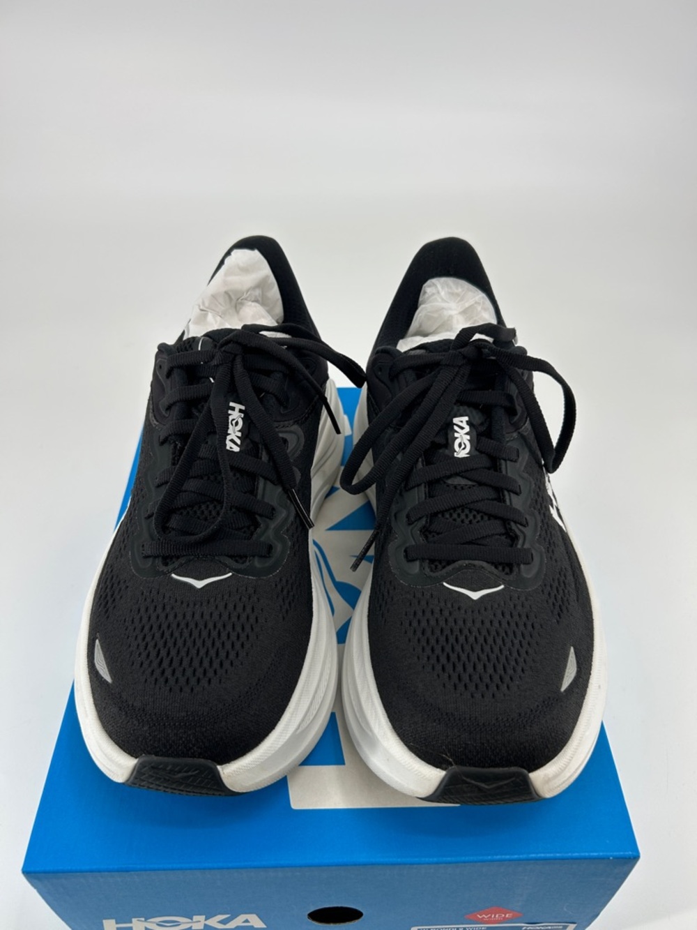 Hoka Bondi 9 Shoes Size 8.5 WIDE WIDTH Black White Running Sneakers Cushioned - Picture 2 of 13